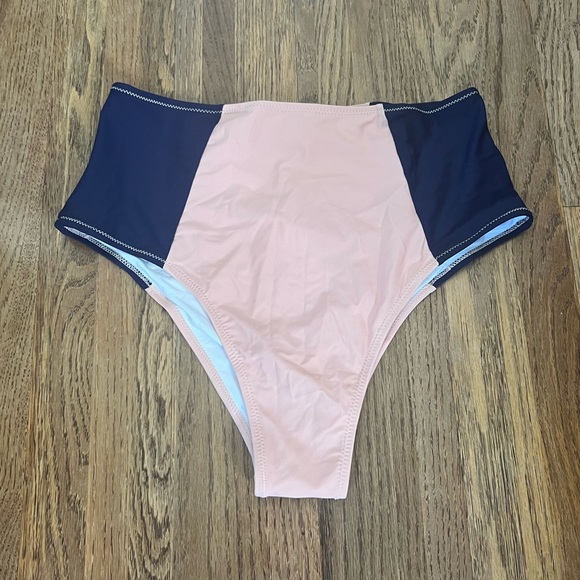 Cupshe Swim Cupshe Navy Pink High Waist Bikini Bottoms L Poshmark